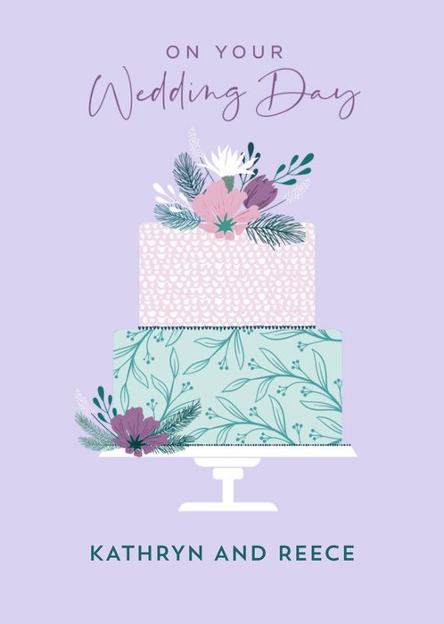 Pretty Illustration of Wedding Cake Wedding Card