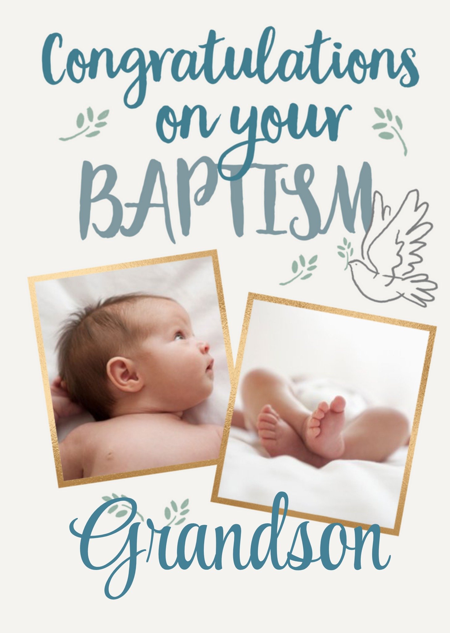 Typographic Photo Upload Congratulations On Your Baptism Grandson Card Ecard