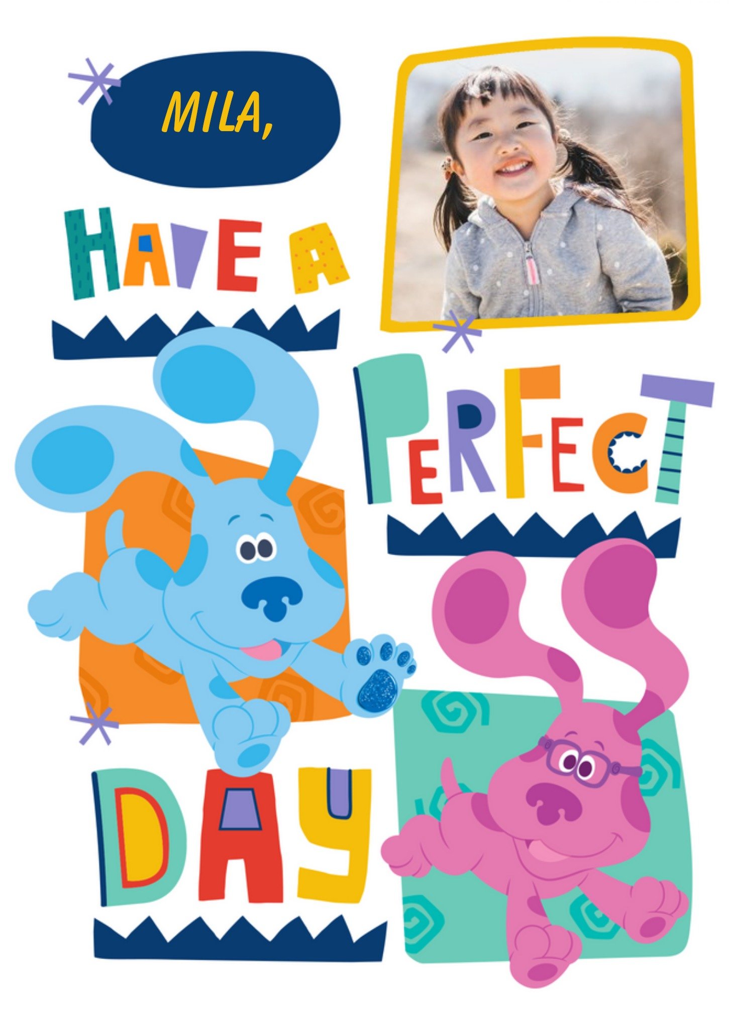 Nickelodeon Blue's Clues Blue And Magenta Have A Perfect Day Photo Upload Birthday Card