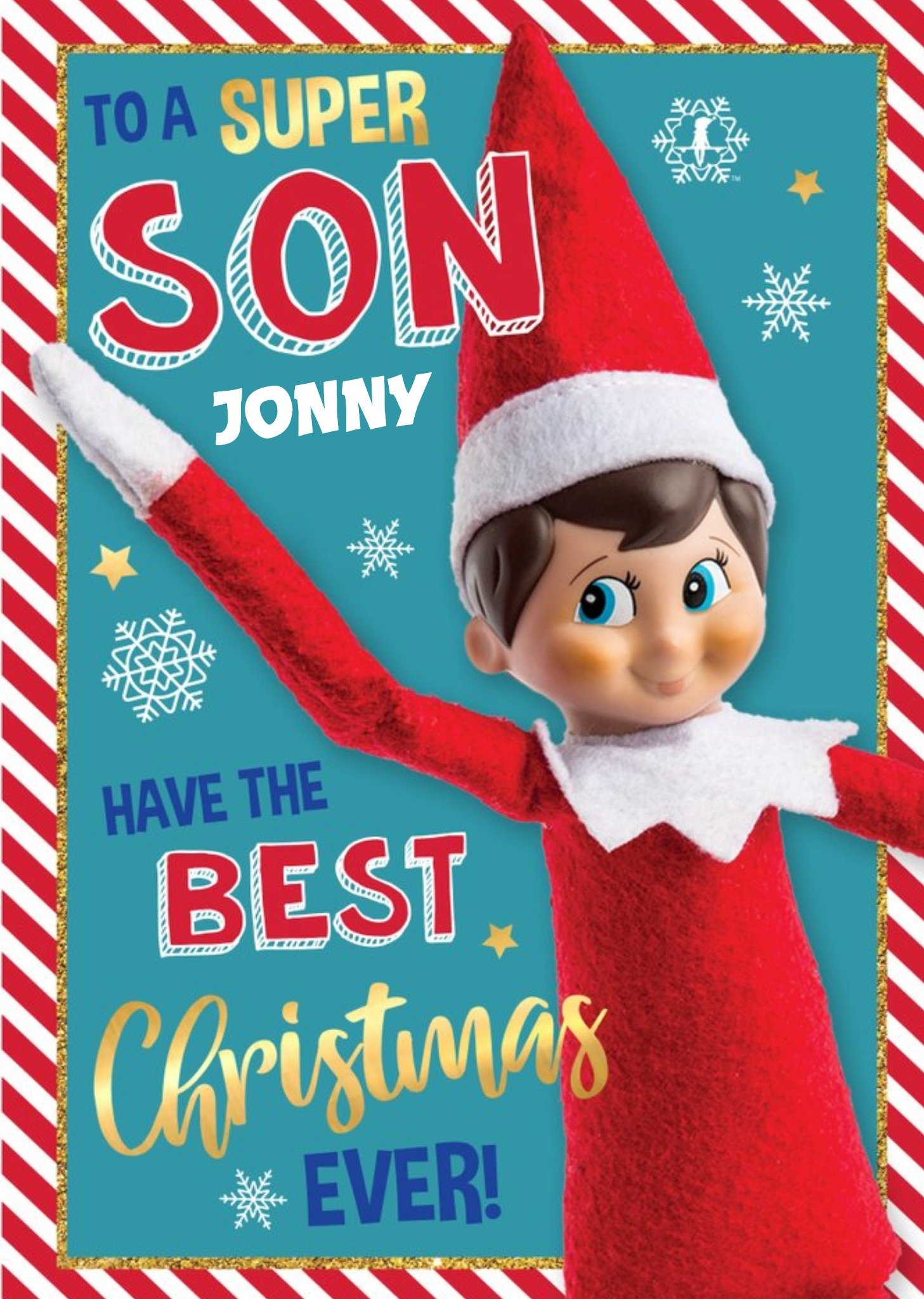 Moonpig Elf On The Shelf To A Super Son Christmas Card Ecard