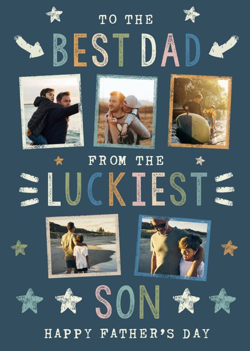 To The Best Dad Luckiest Son Photo Upload Father's Day Card