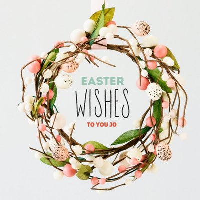Easter Wishes Card - Easter Eggs - Easter Wreath