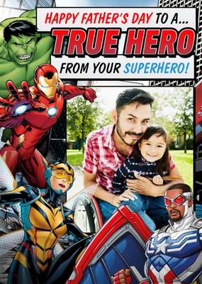 Marvel Avengers To A True Superhero Photo Upload Father's Day Card