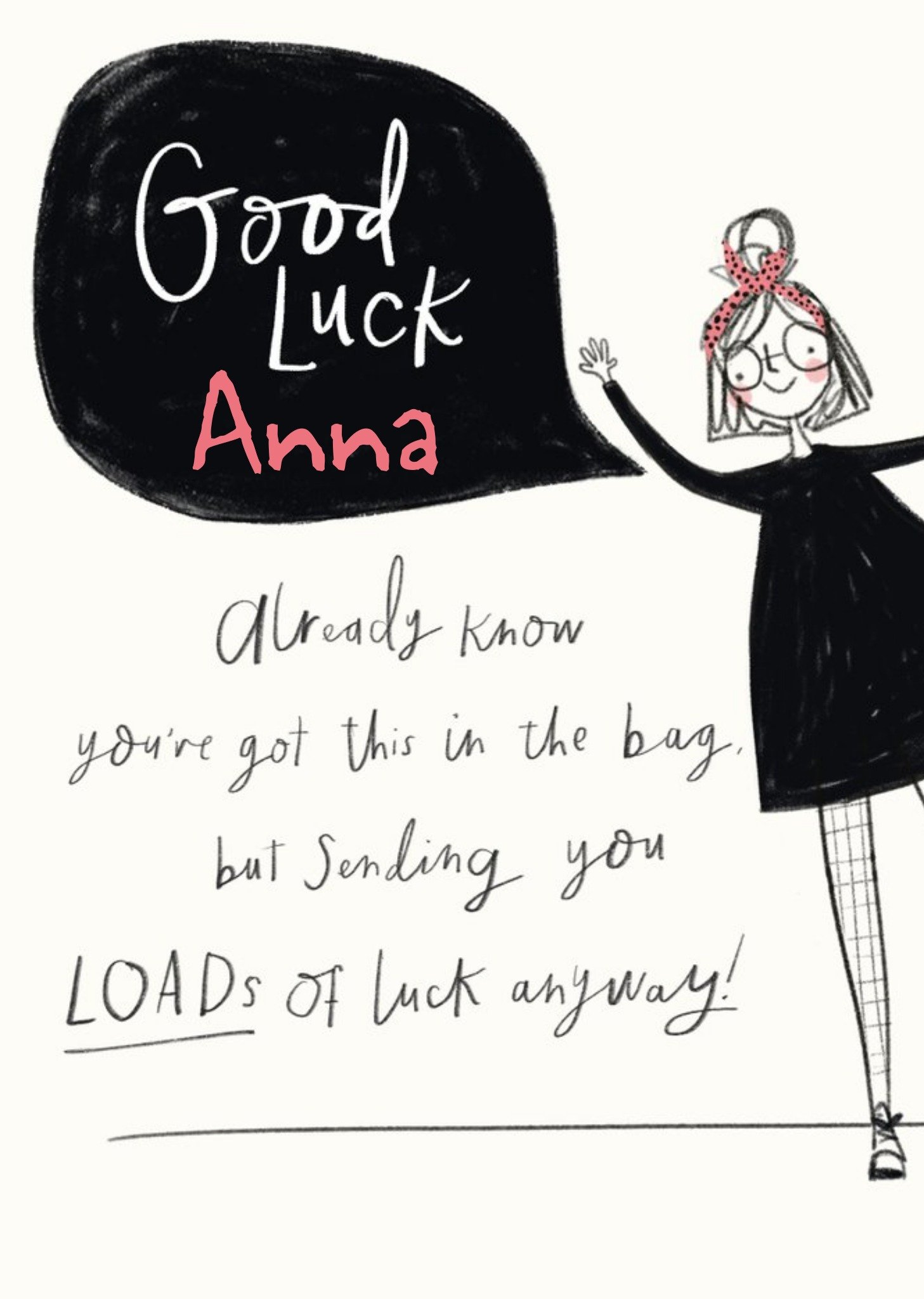 Good Luck Girl Illustration Card Ecard