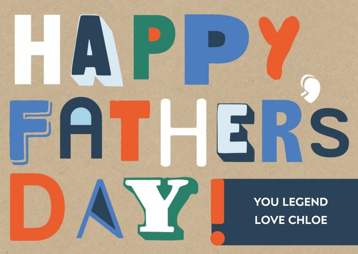 Bold & Bright Modern Typography Happy Father's Day Card