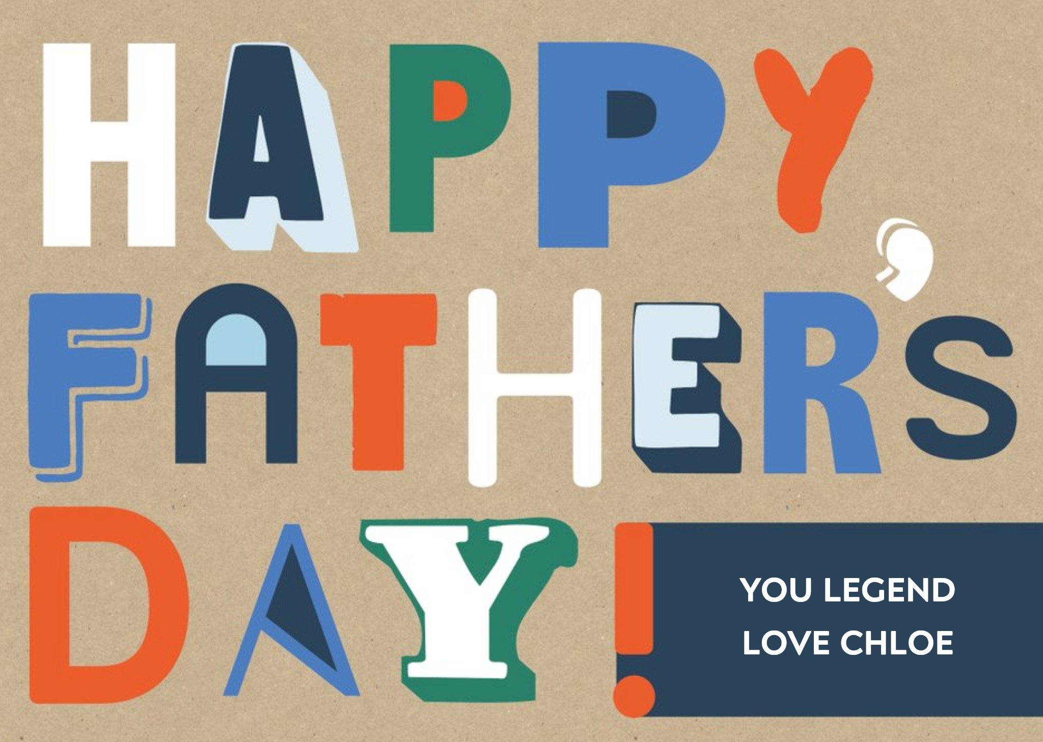 Moonpig Bold & Bright Modern Typography Happy Father's Day Card Ecard