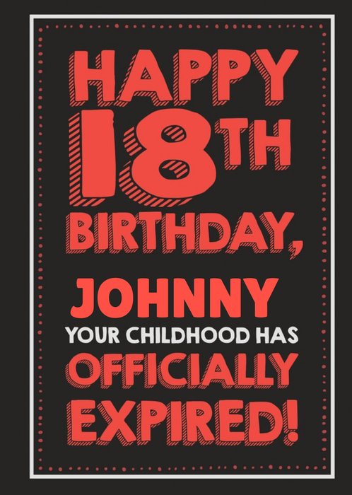 JAT090 Fun Illustrated 18th Typographic Birthday Card