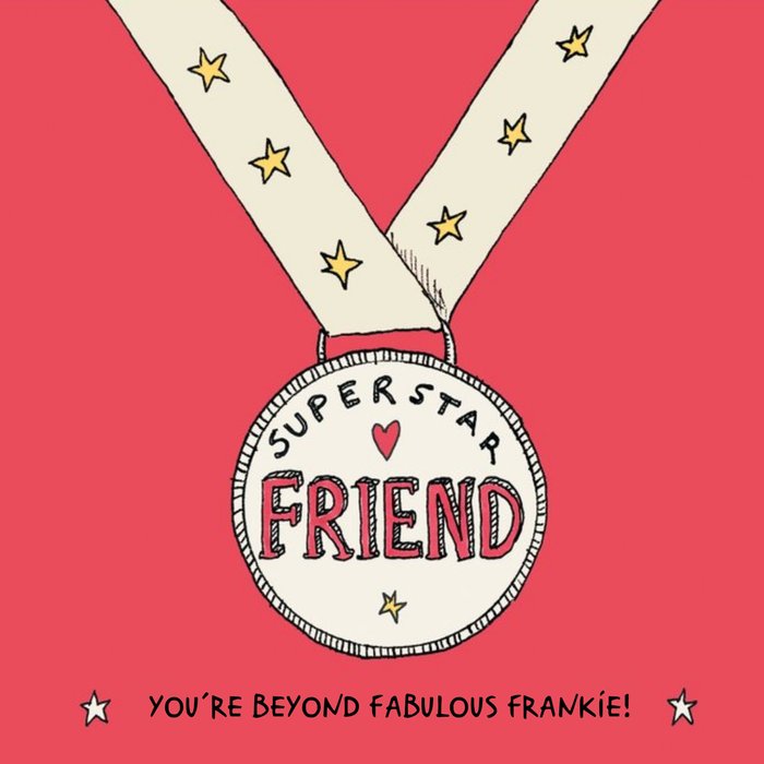 Friend birthday card - superstar - best friend - medal
