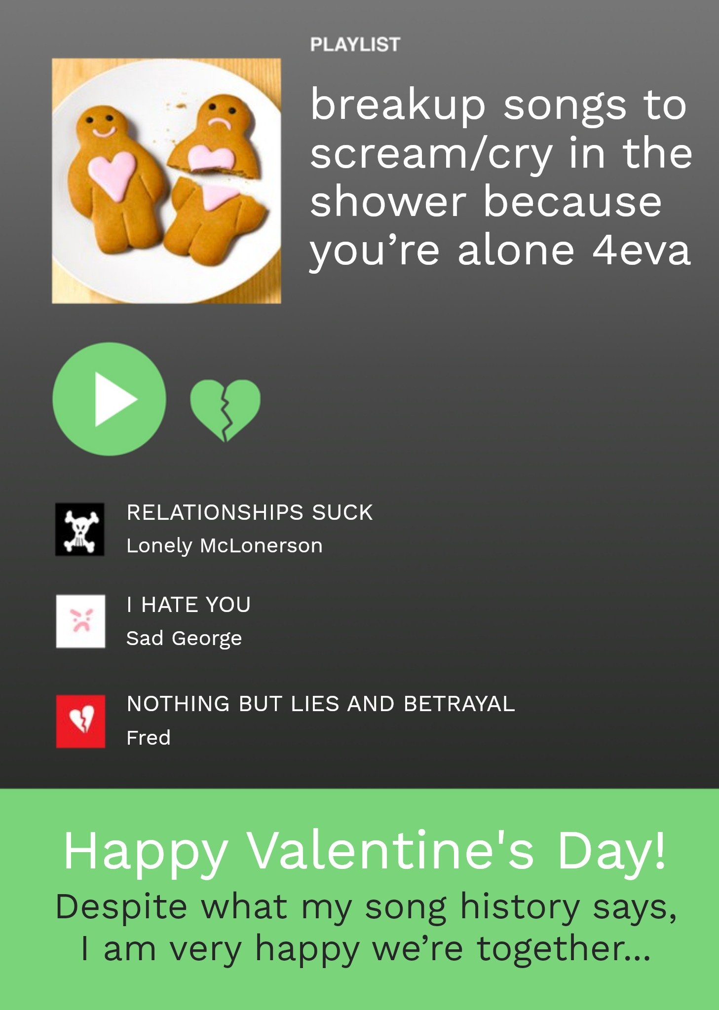 Music Themed Funny Spoof Playlist Photo Upload Valentine's Card Ecard