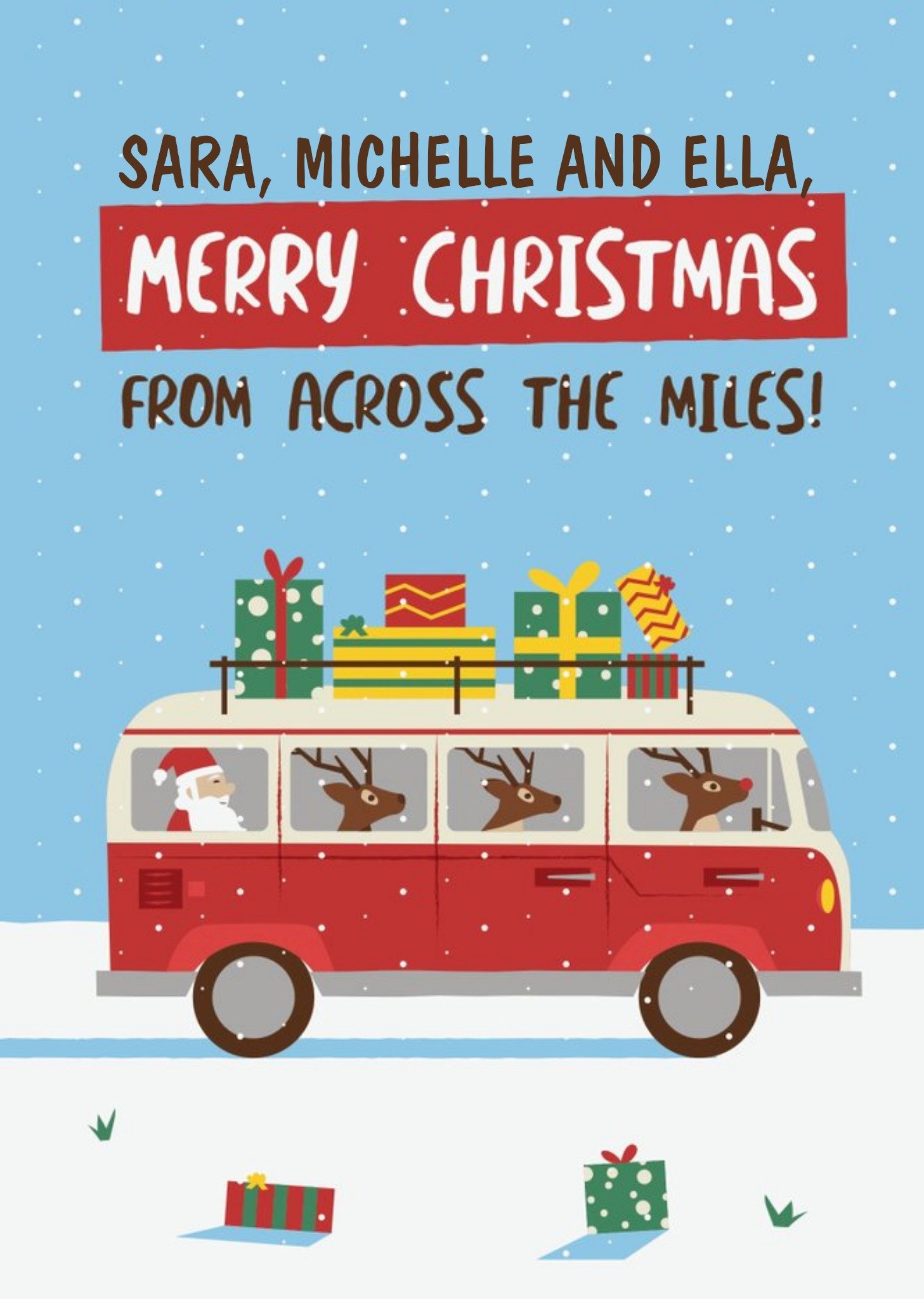 Funny Santa And Reindeer In A Camper Van Christmas Card Ecard