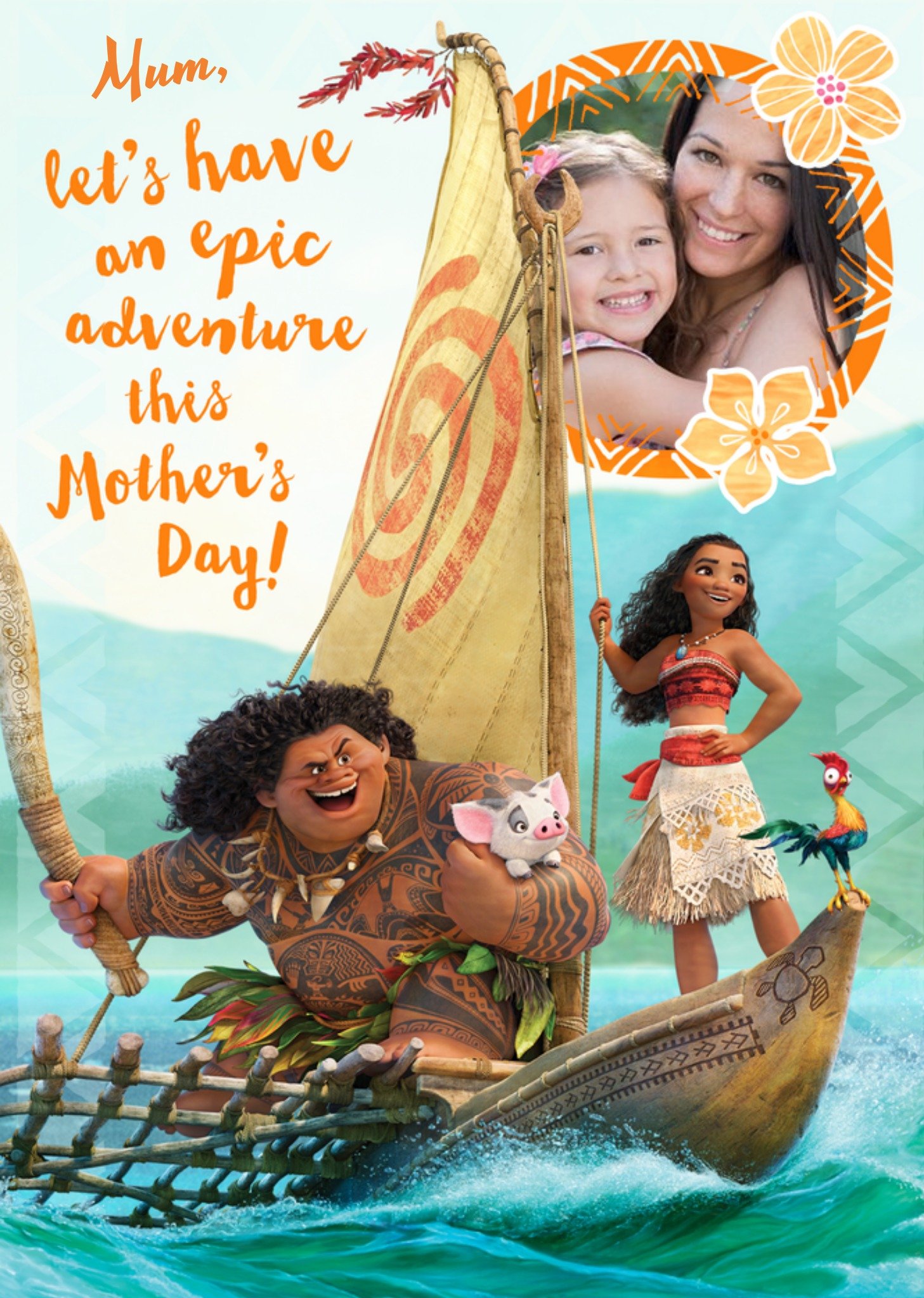 Mother's Day Card - Mum - Disney Moana - Photo Upload, Large