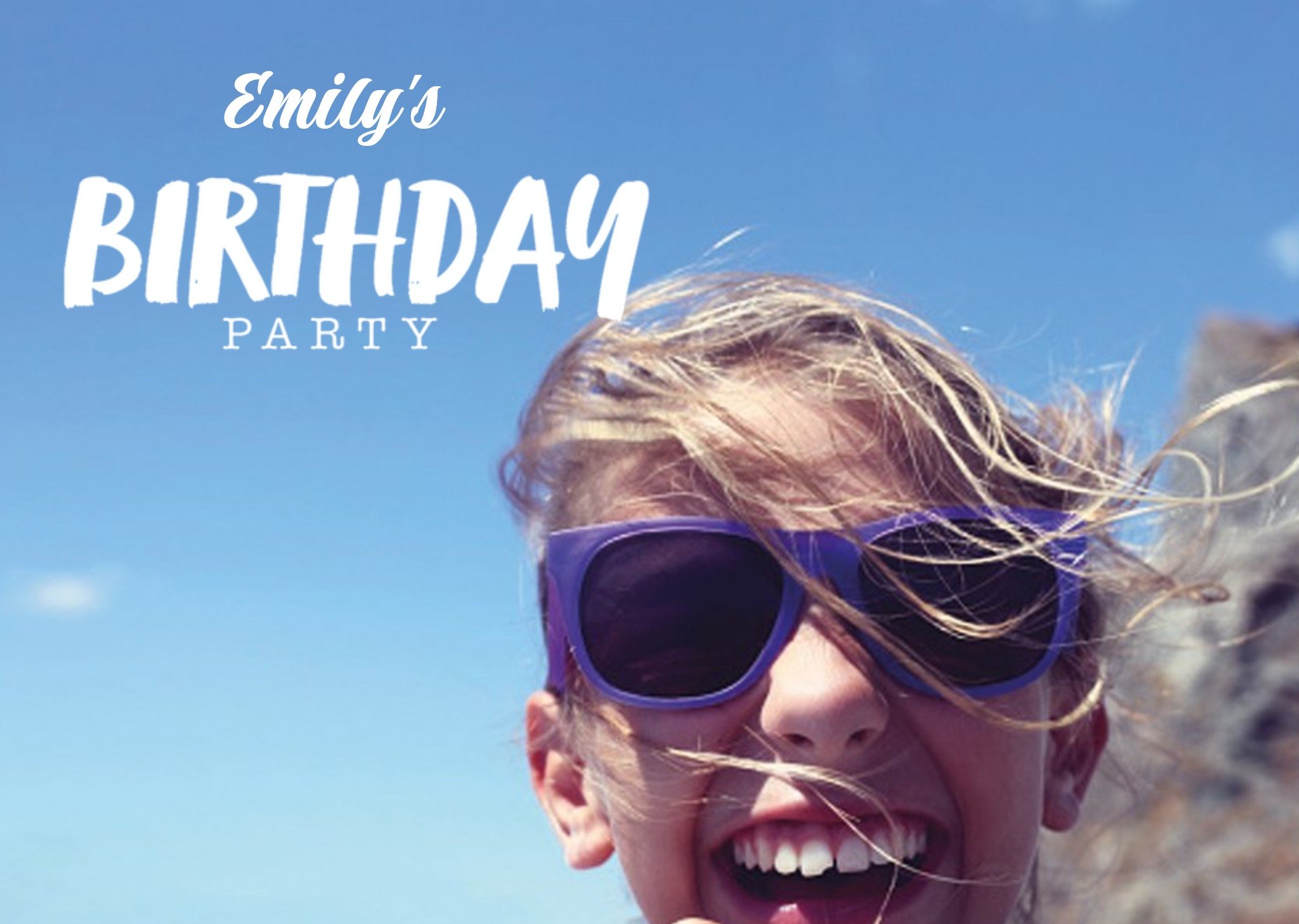 Brush Lettering Photo Upload Birthday Party Invitation Ecard