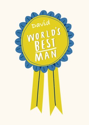 World's Best Man Rosette Personalised Greetings Card