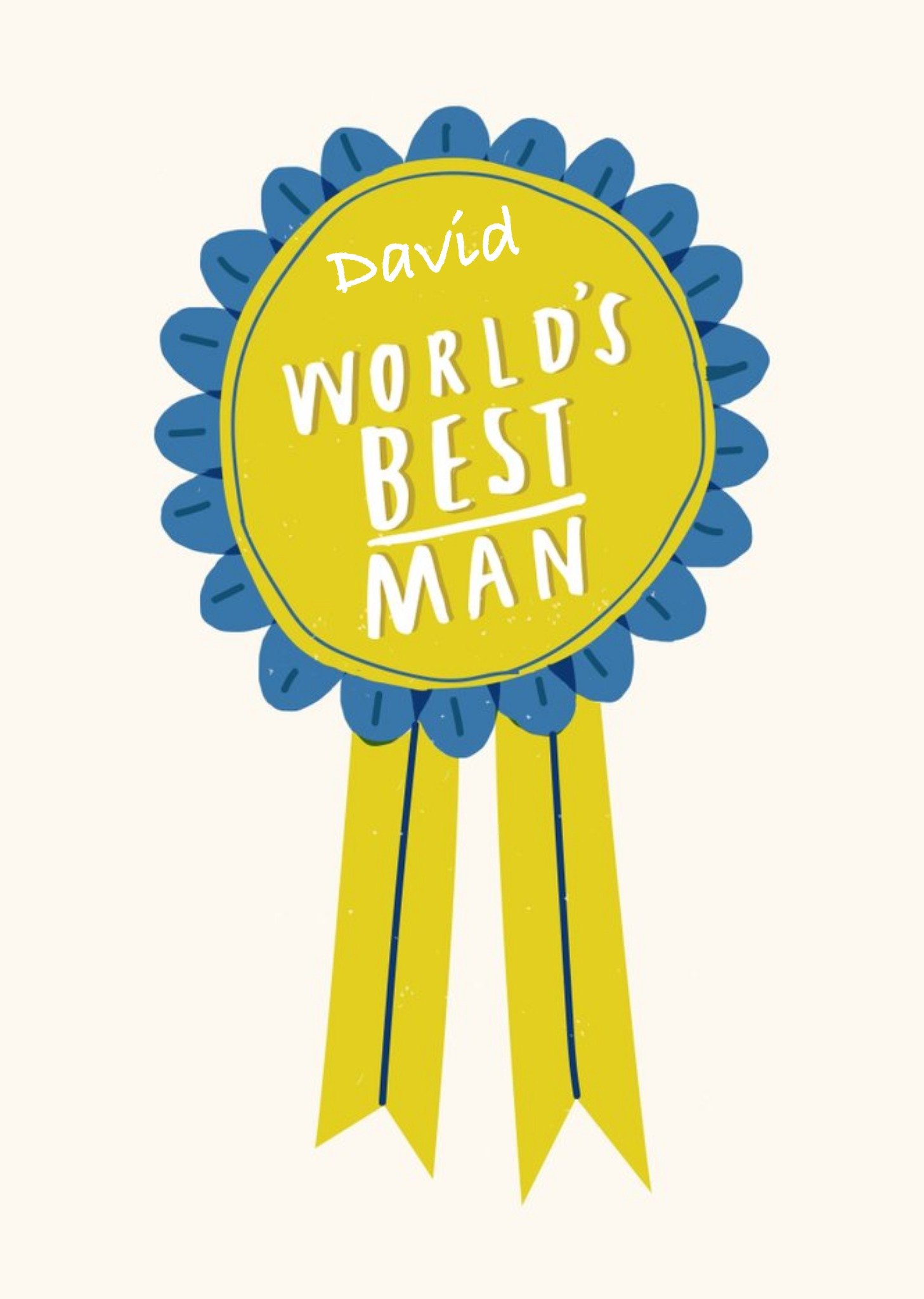 World's Best Man Rosette Personalised Greetings Card Ecard