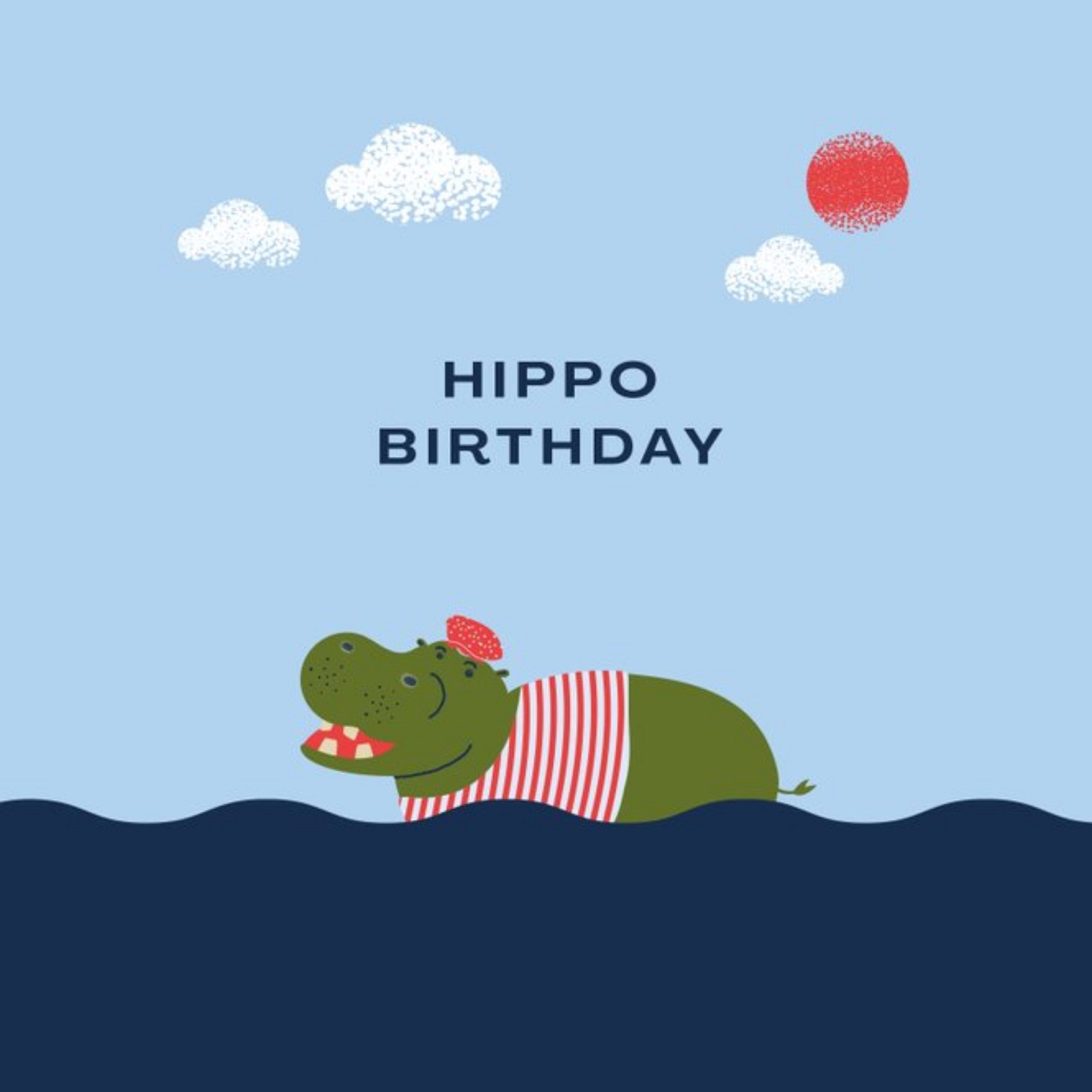 Moonpig Betiobca Hippo Humour Birthday Card, Square