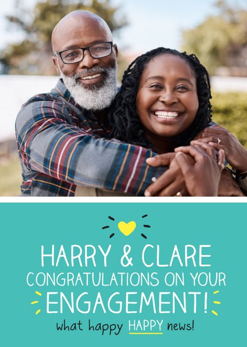 Happy Jackson Typographic Photo Upload Congratulations On Your Engagement card