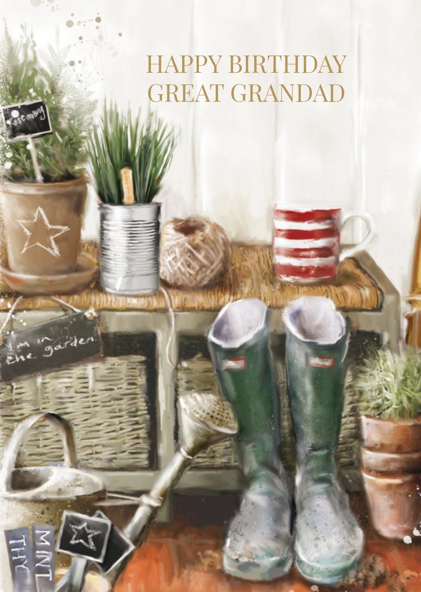 Ling Design Garden Hut Personalised Great Grandad Birthday Card, Large