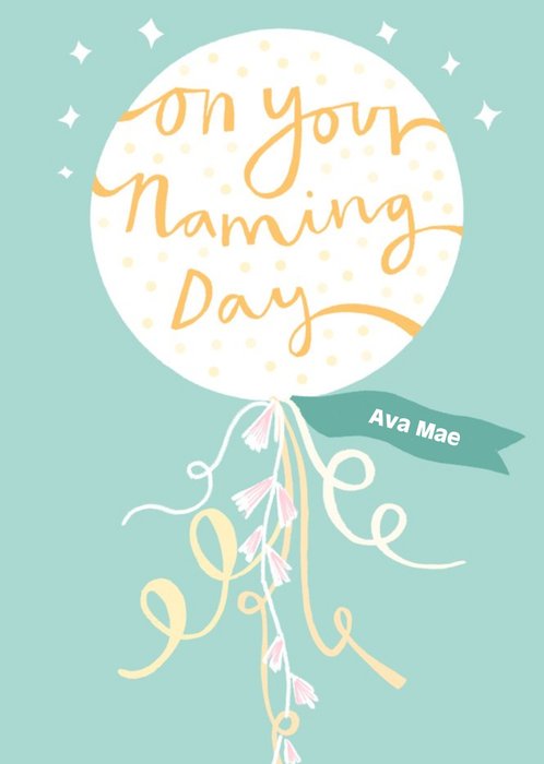 Cute Illustrated On Your Naming Day Balloon Card