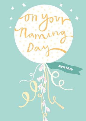 Cute Illustrated On Your Naming Day Balloon Card