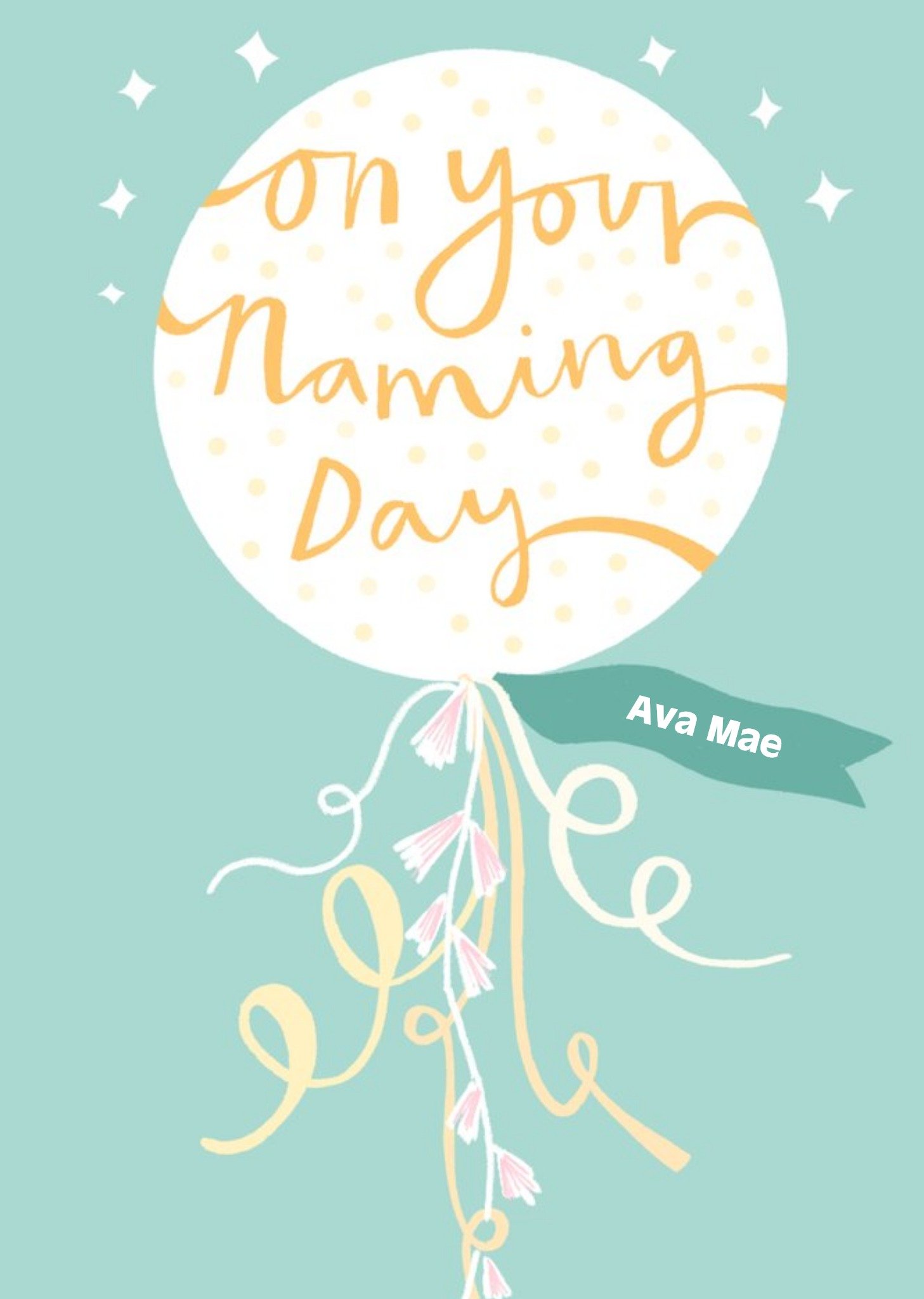 Cute Illustrated On Your Naming Day Balloon Card Ecard