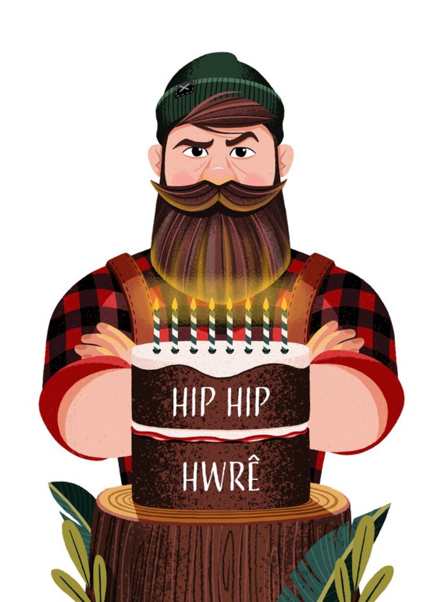 Folio Lumberjack Welsh Happy Birthday Card Ecard