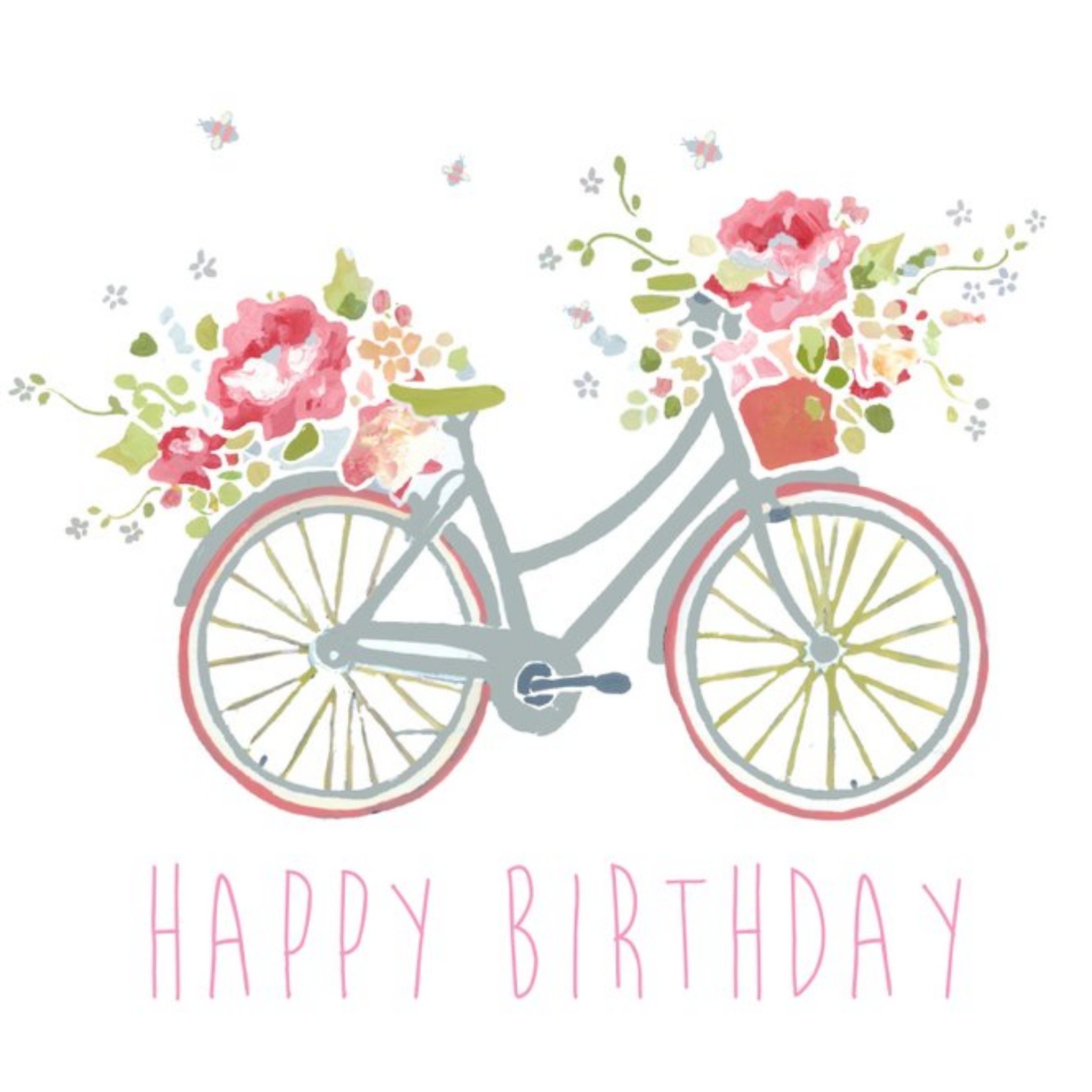 Moonpig Happy Birthday Pink Bike Illustration Card, Square