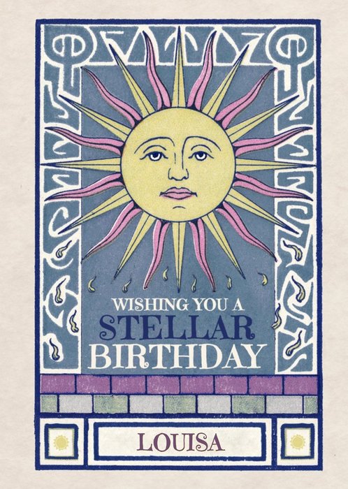 Vintage Illustrated Astrological Tarot Wishing You A Stellar Birthday Card