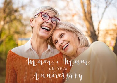 Mum + Mum On Your Anniversary Photo Upload Card