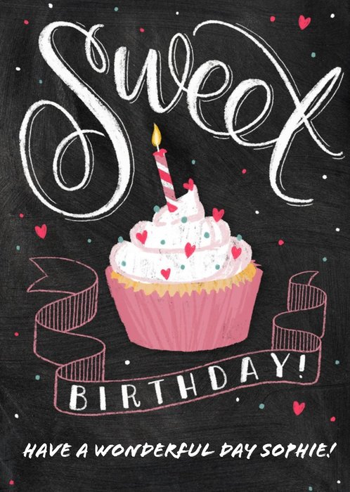 Sweet Cupcake With Candle Personalised Happy Birthday Card