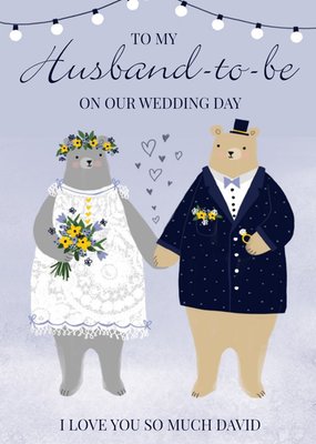 Illustration Of Two Bears Wearing Wedding Outfits Husband To Be Wedding Card