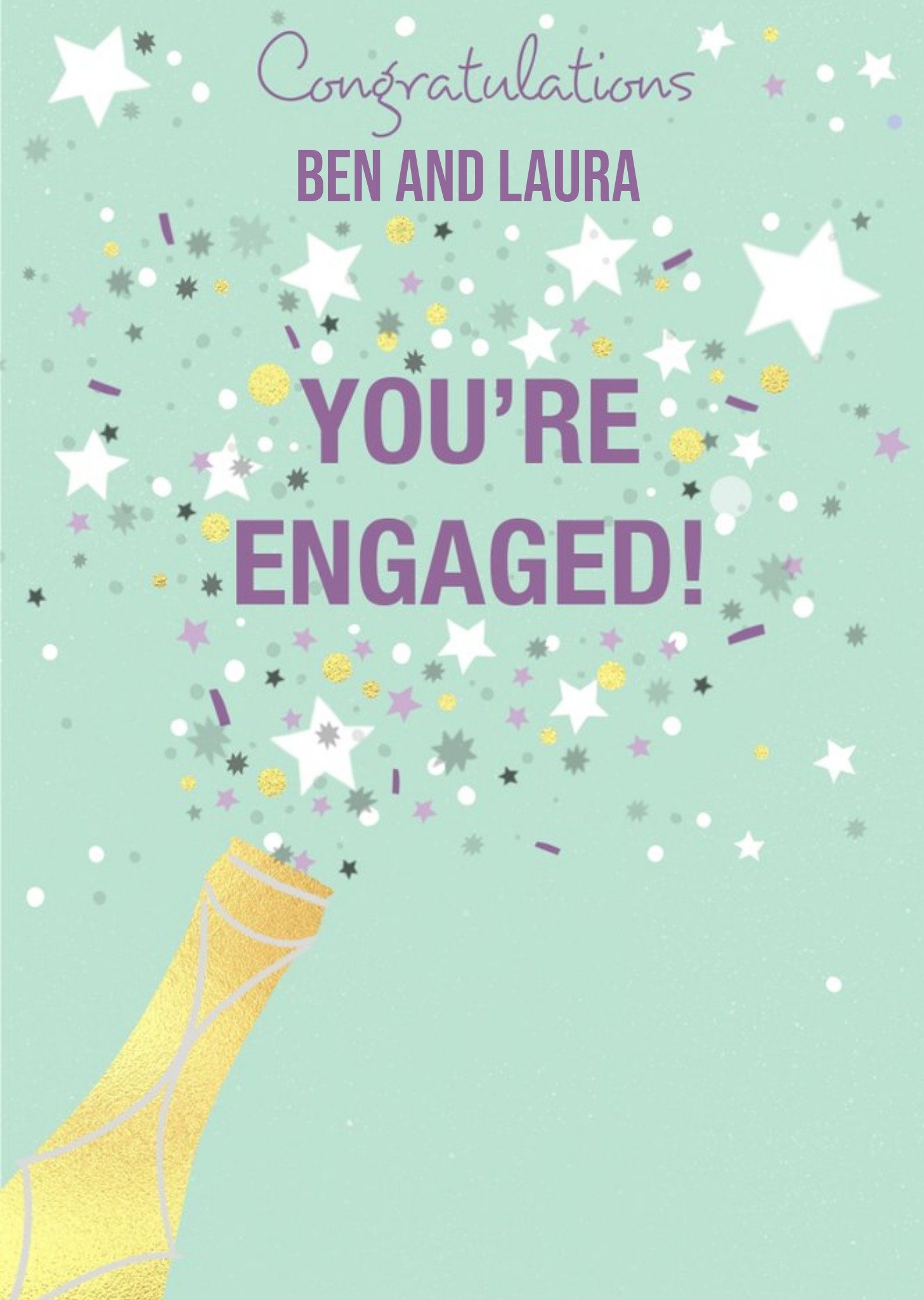 Typography Surrounded By Colourful Stars Engagement Card Ecard