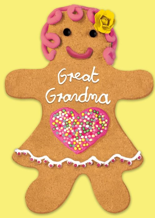 Illustrated Gingerbread Woman Great Grandma Birthday Card