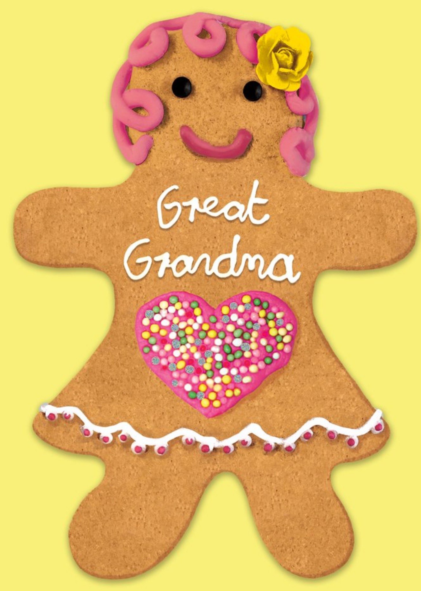 Illustrated Gingerbread Woman Great Grandma Birthday Card Ecard