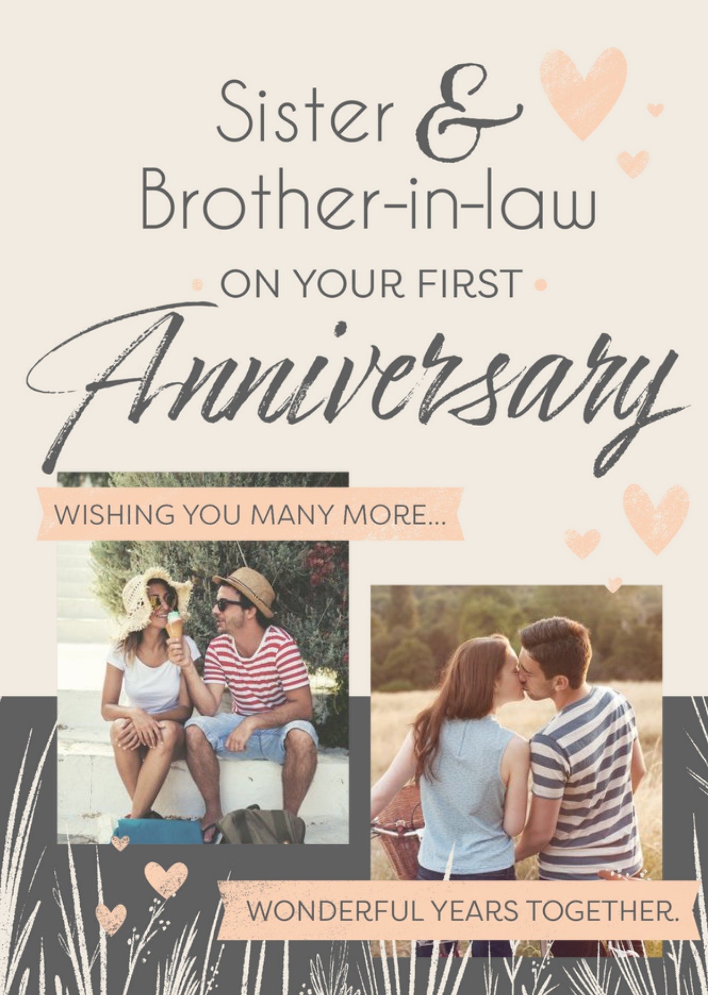 Moonpig Photo Upload Happy First Anniversary Sister & Brother-In-Law Card Ecard