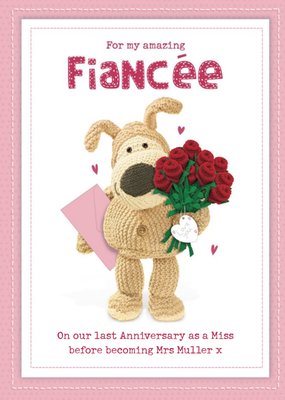 Boofle cute sentimental Fiancee Last single Anniversary card wife to be future mrs