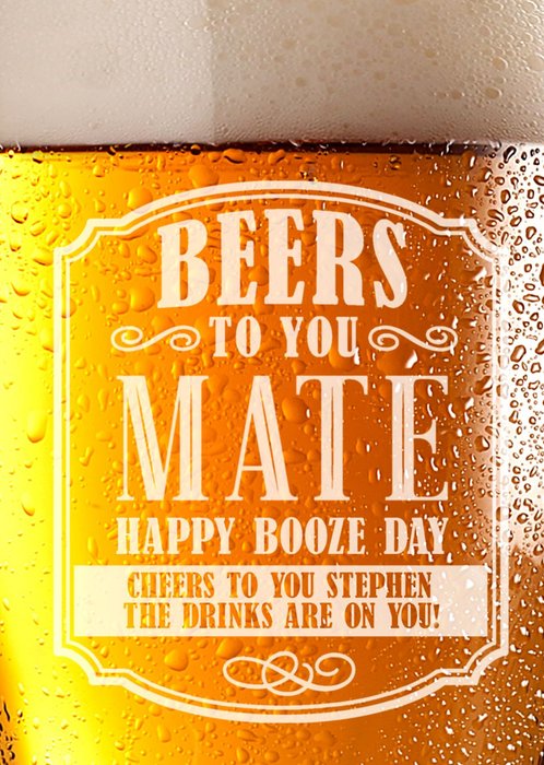 Funny birthday Card, Happy Booze Day! Drinks are on you! | Moonpig