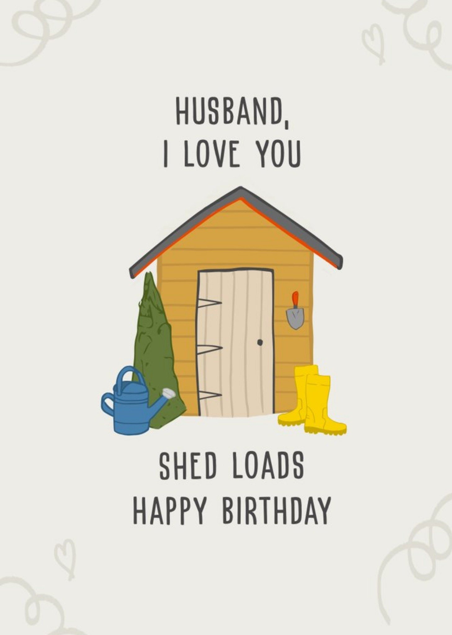 Moonpig Husband I Love You Shed Loads Illustrated Birthday Card, Large