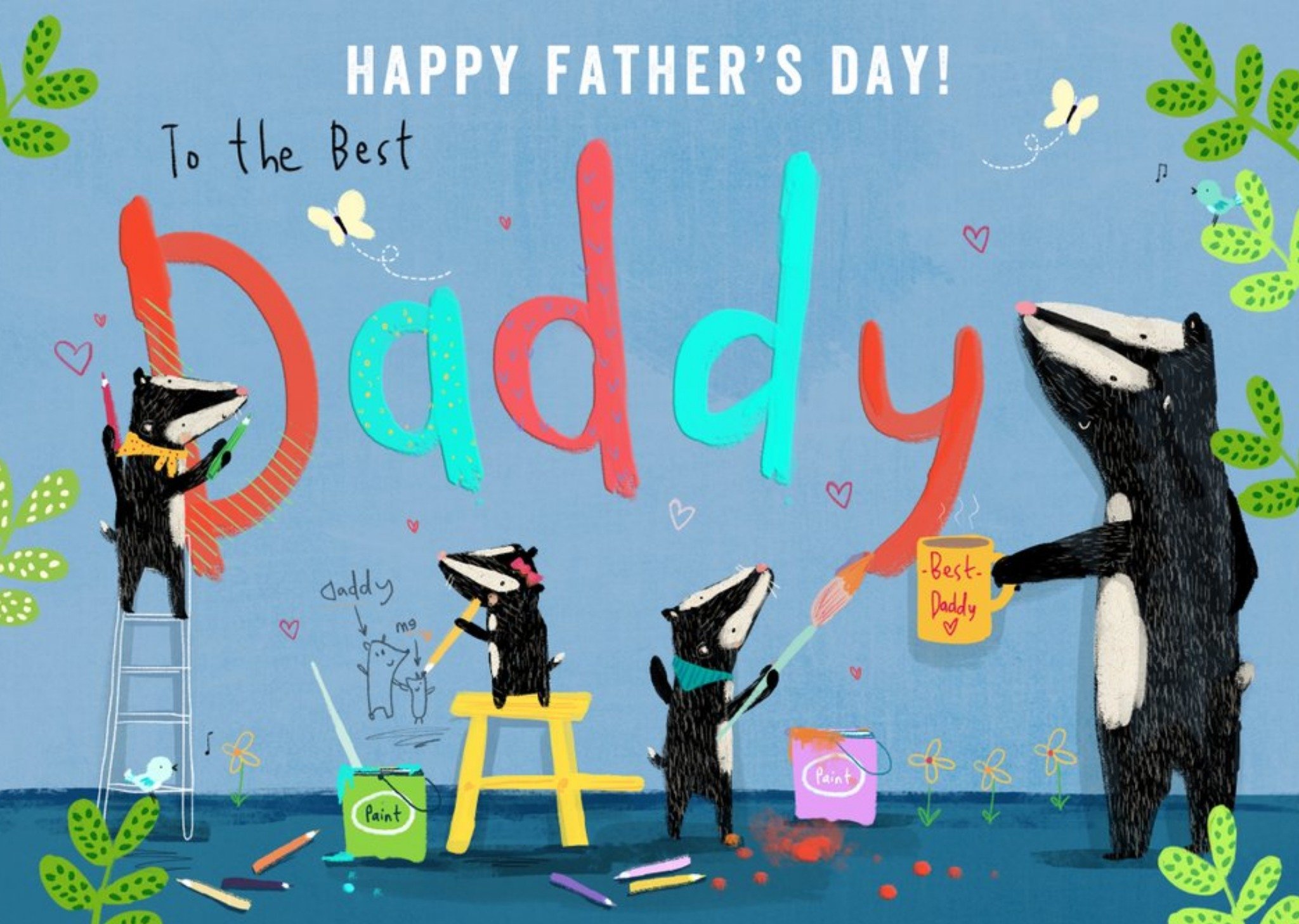 Illustrated Badgers To The Best Daddy Father's Day Card Ecard