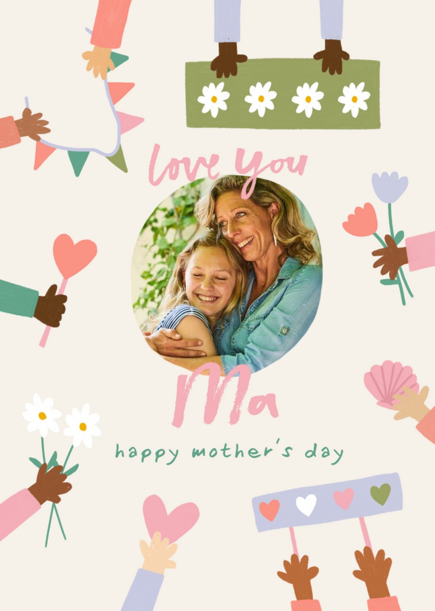 Moonpig Handwritten Photo Upload Cream Mothers Day Card Ecard