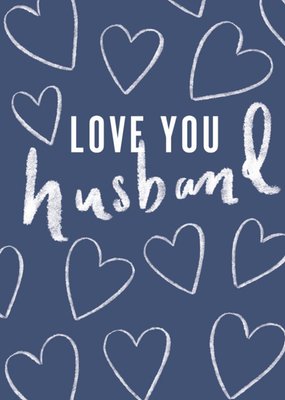 Love You Husband Love Hearts Blue Card