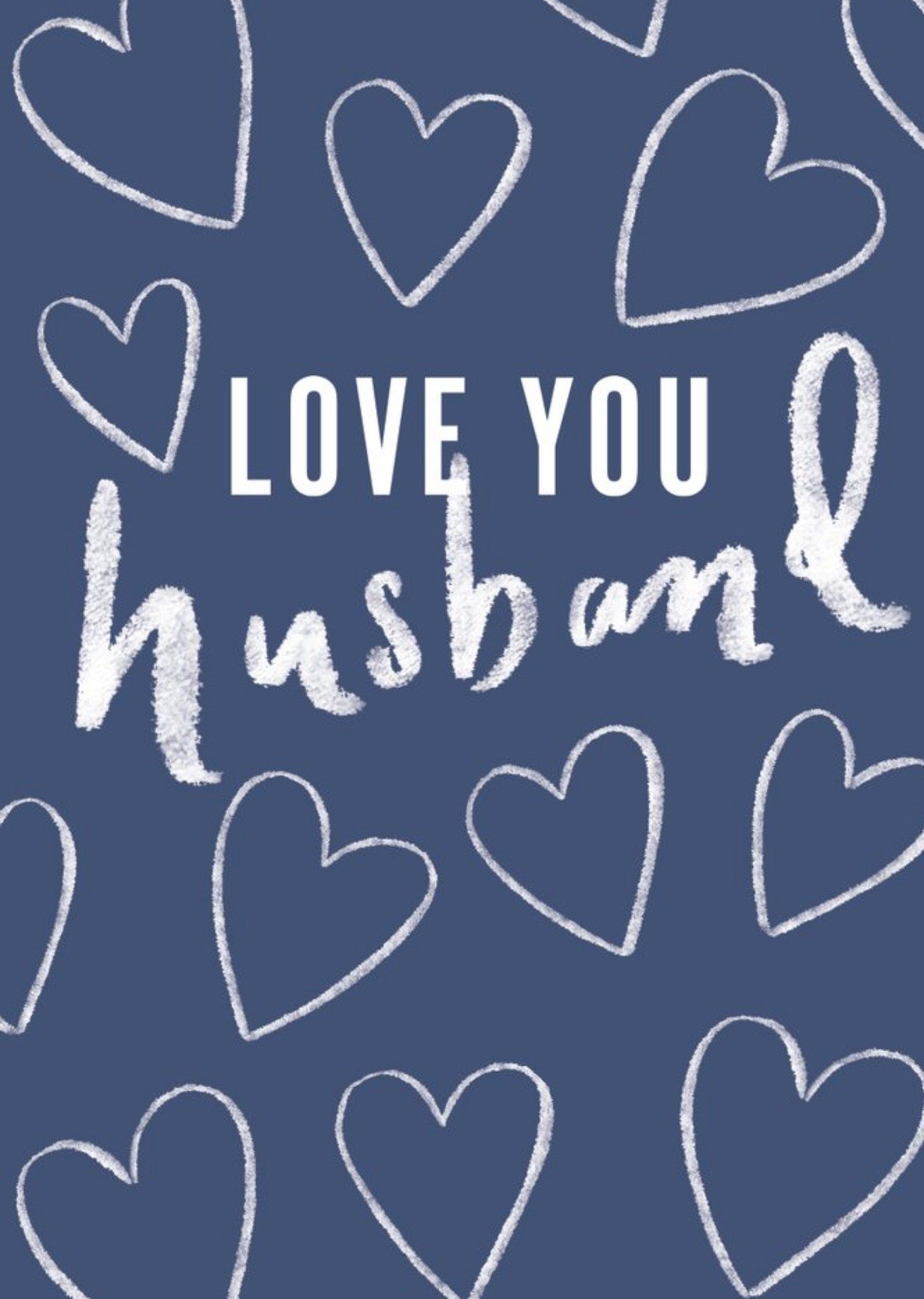 Moonpig Love You Husband Love Hearts Blue Card, Large