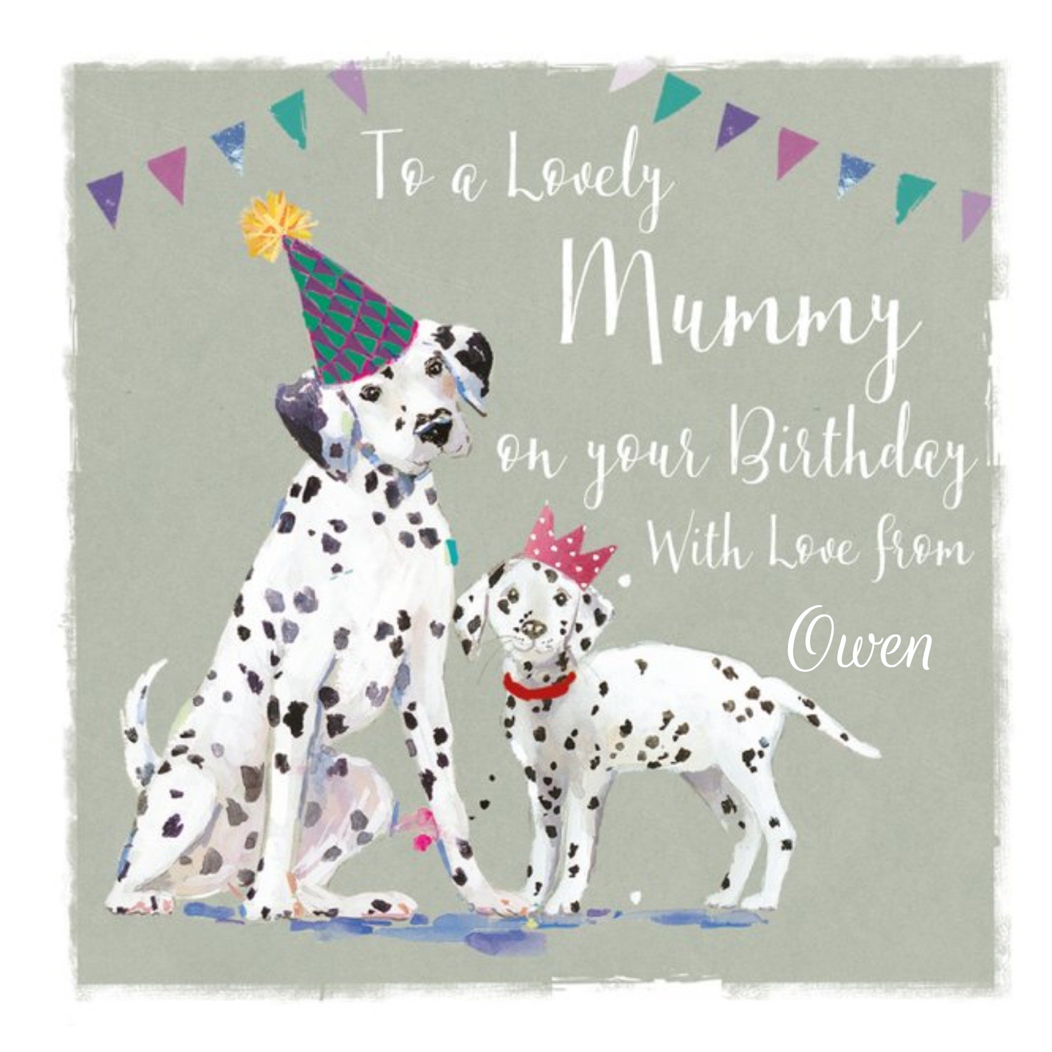 Ling Design Birthday Card - Mummy - Lovely Mummy - Dogs - Dalmations, Large