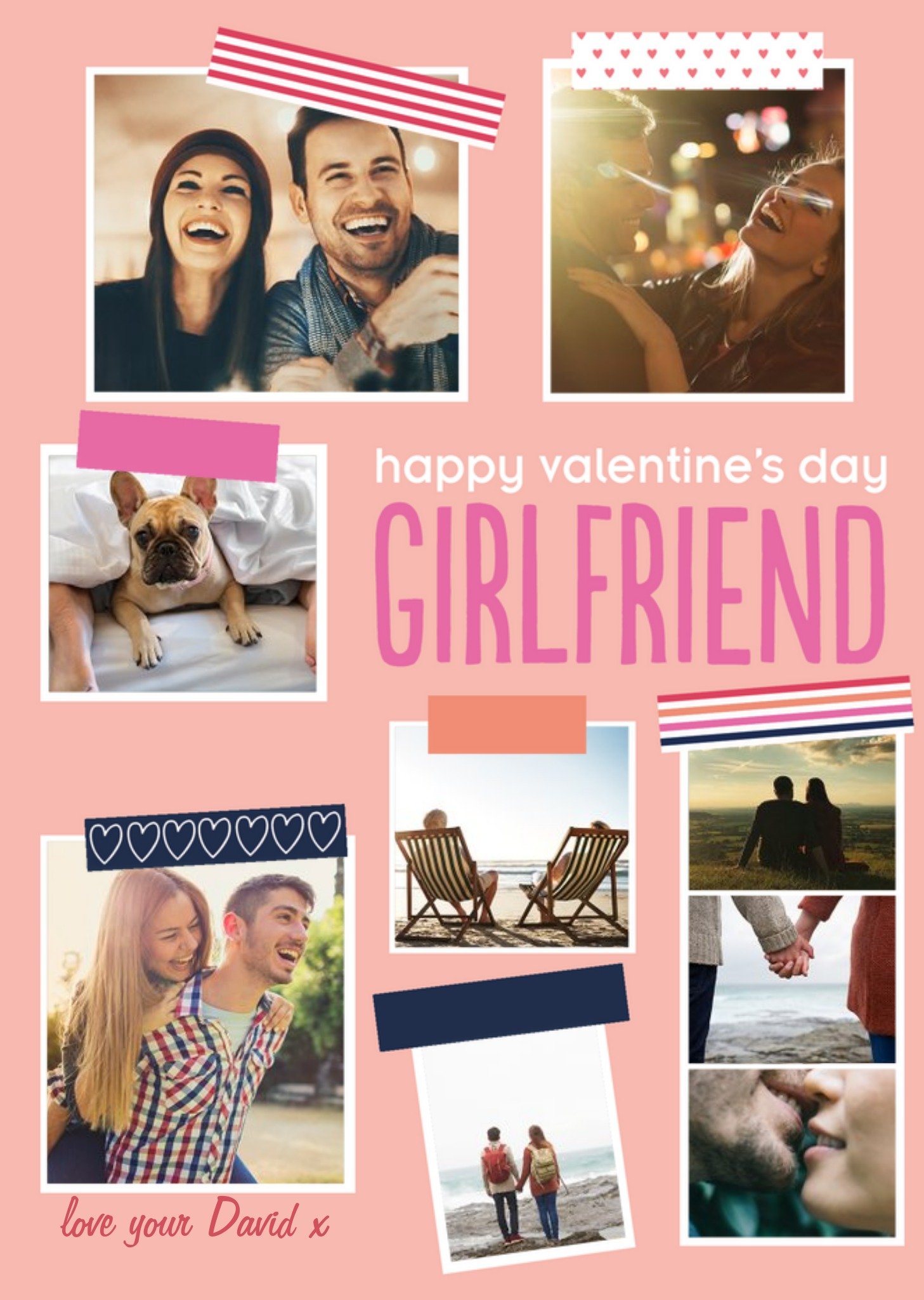 Playful Patterns Multi Photo Happy Valentine's Day Girlfriend Card Ecard