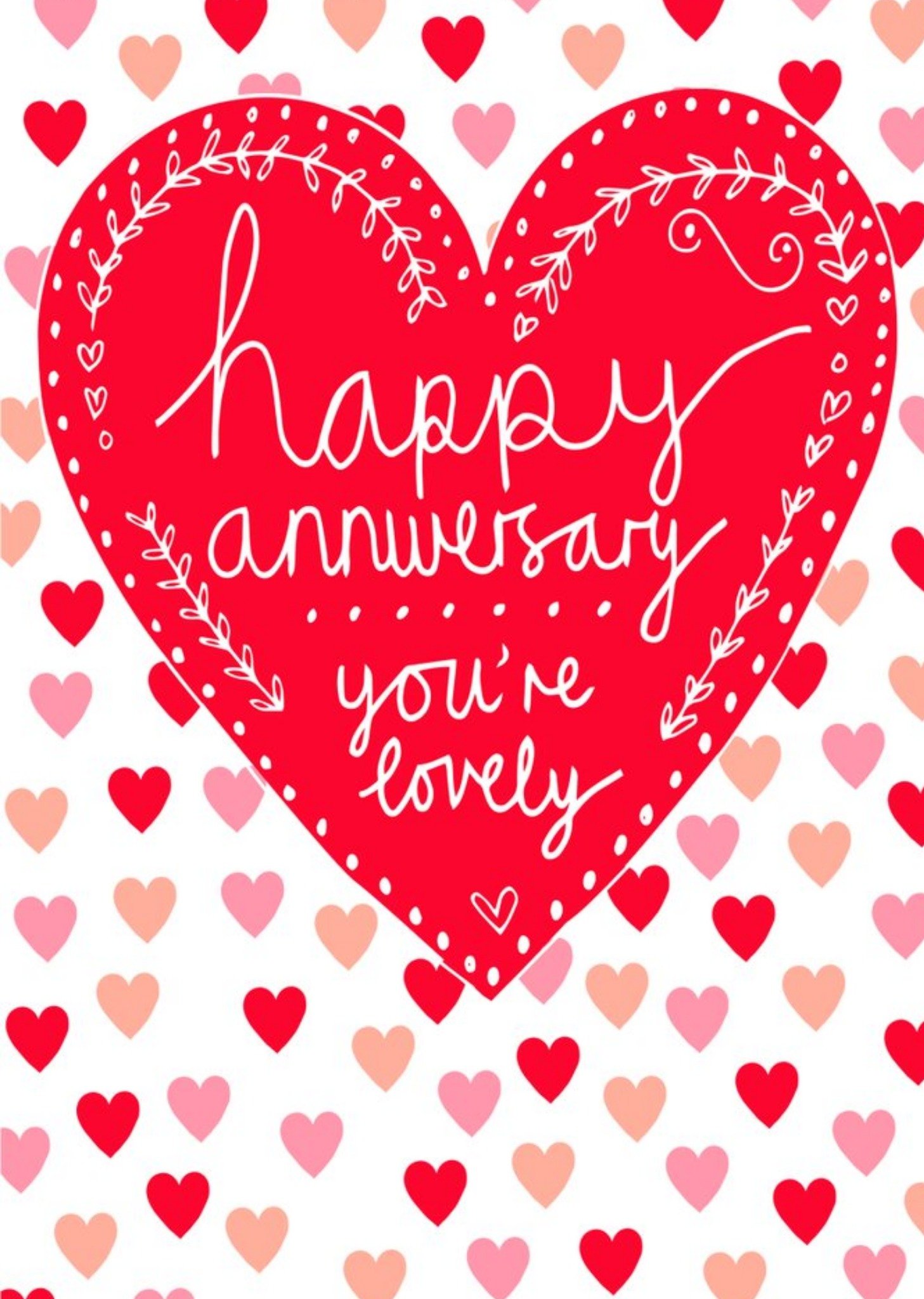 Red Illustrated Hearts Anniversary Card Ecard