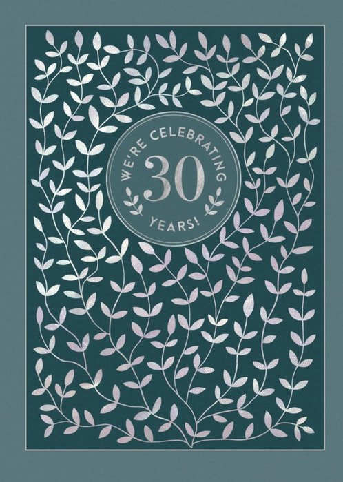 Sage Green And Silver Flowers 30Th Anniversary Party Invitation