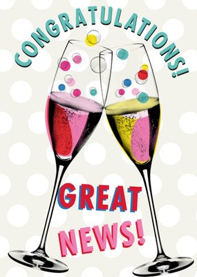Modern Congratulations Great News Champagne Flutes Card