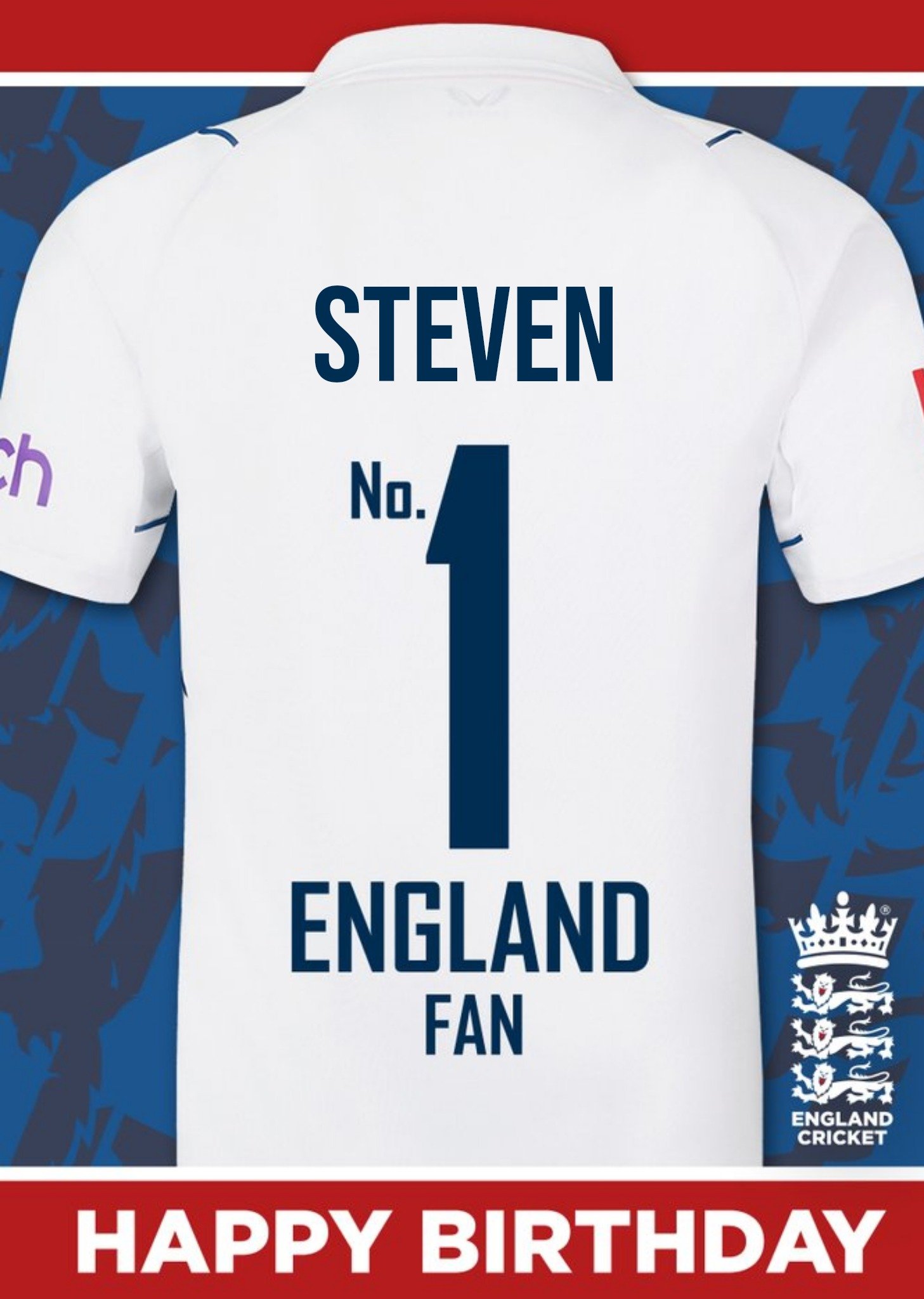 No.1 Fan England Cricket Birthday Card Ecard