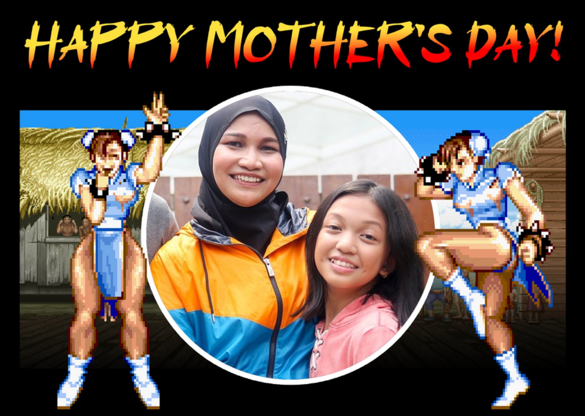 Street Fighter Ii Retro Chun-Li Photo Upload Mother's Day Card Ecard