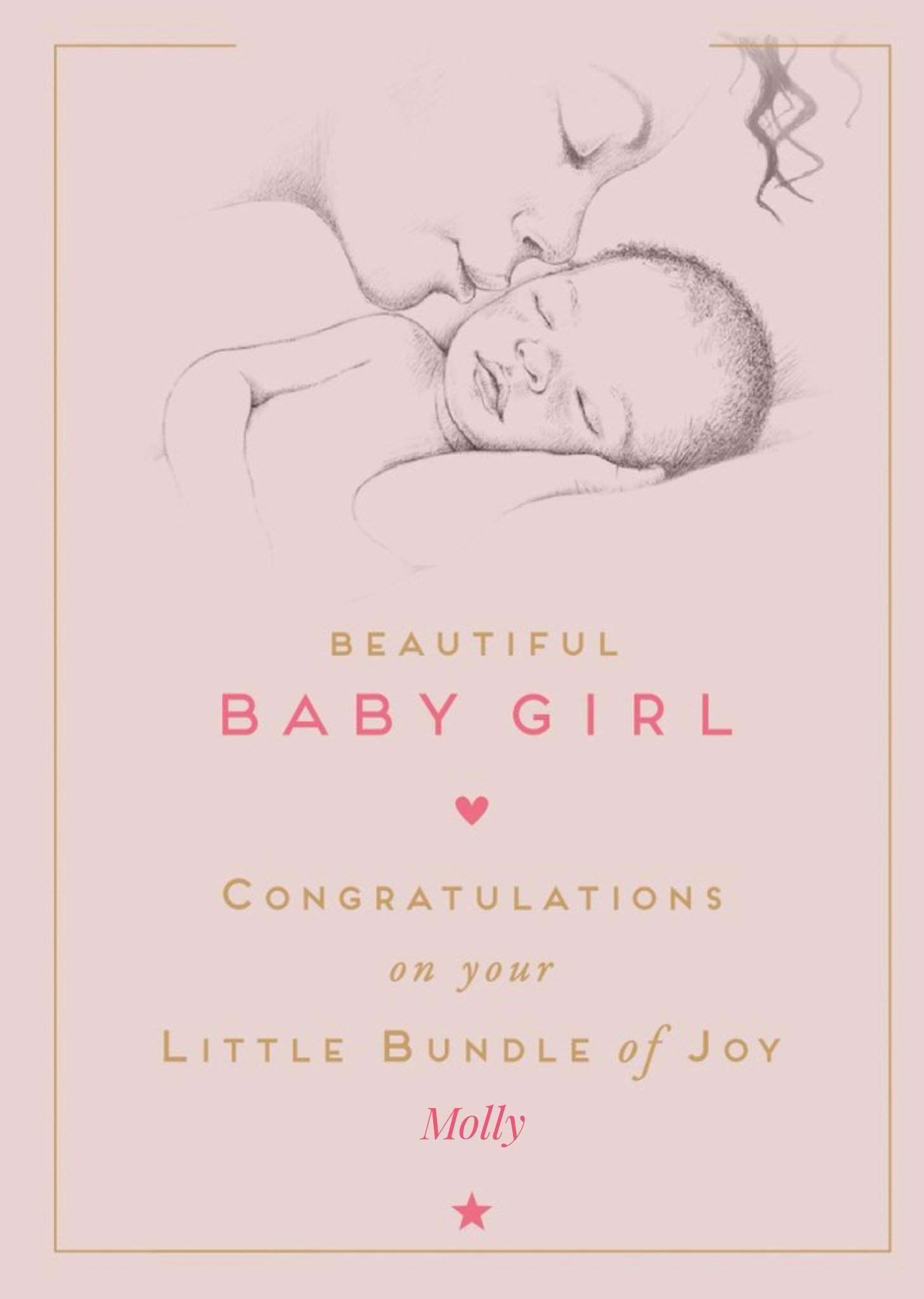 Moonpig Beautiful Baby Girl New Baby Card, Large