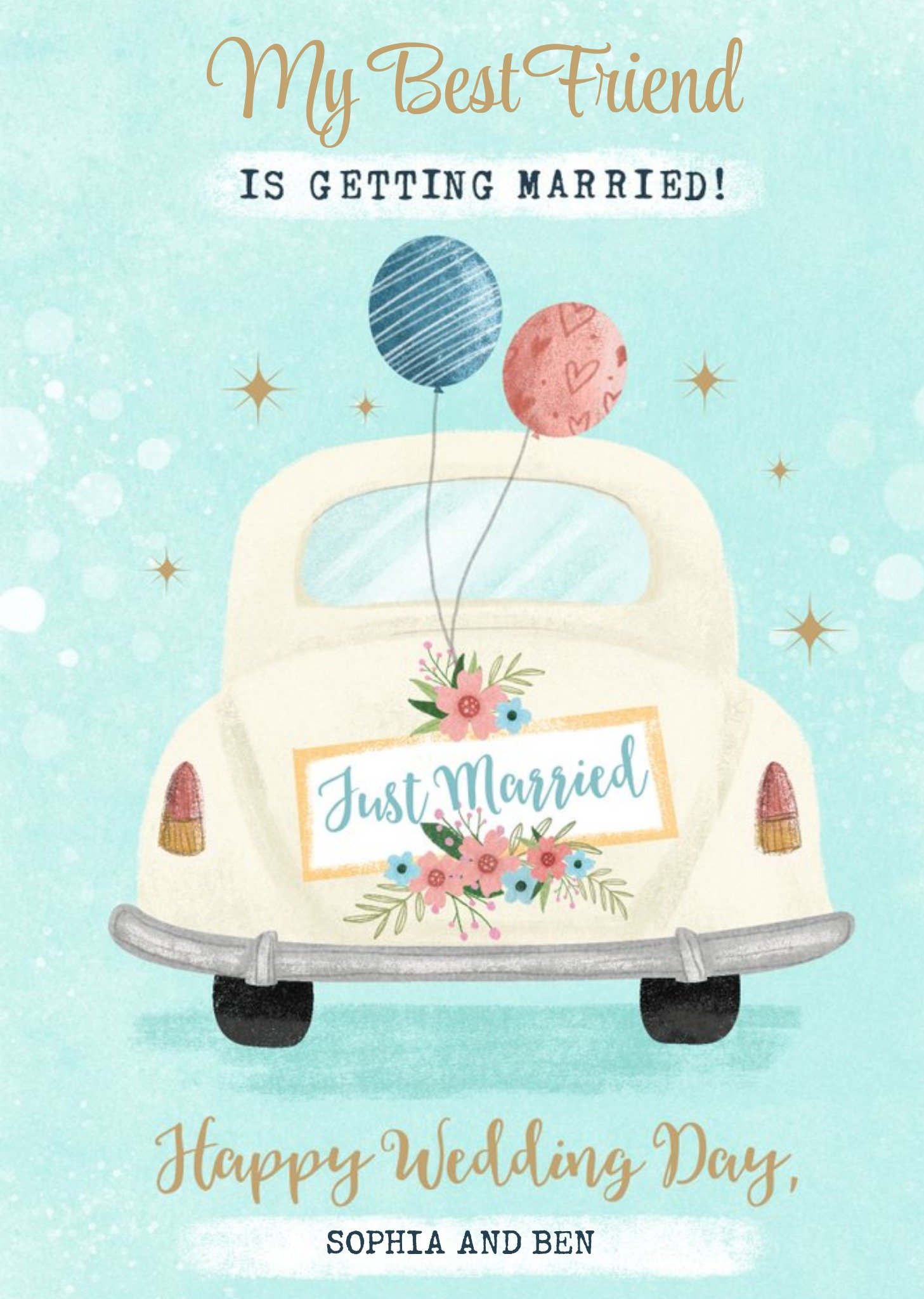 My Best Friend Is Getting Married Cute Illustrated Wedding Day Card